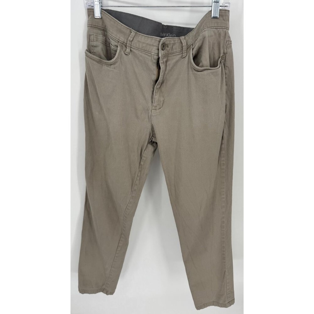 Calvin Klein Mens Slim Fit Khaki Infinite Flex Waistband Trousers